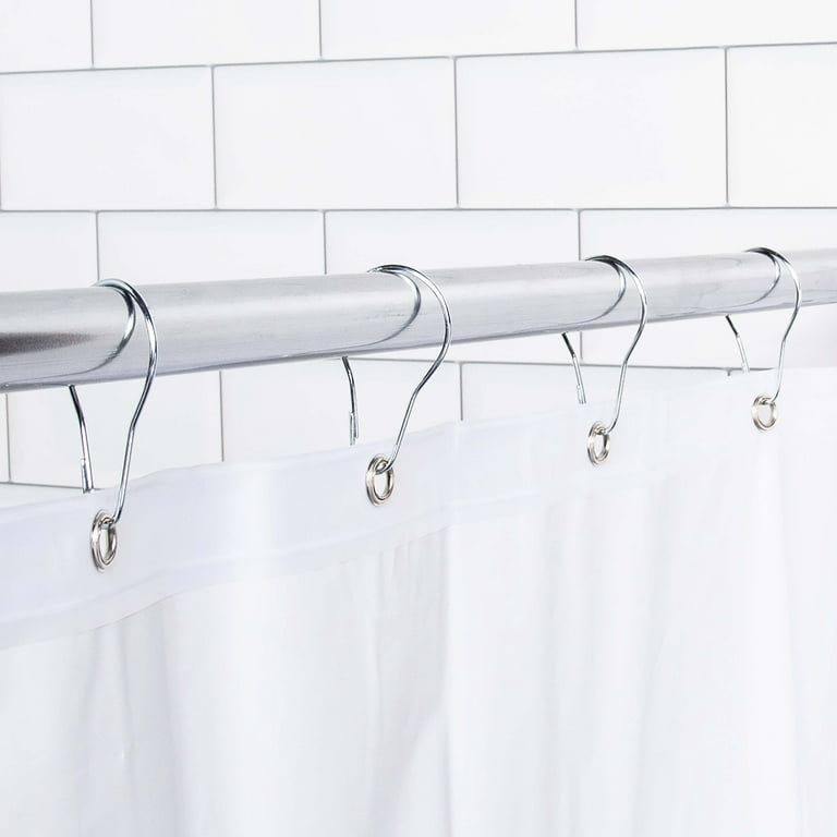 Shower Curtain Hooks C Shape 12 or 24 Pack White Clear Plastic Ring Bathroom DIY 